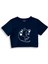 Wine Lover Cat Crop Tişört - Lacivert 1