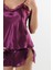 Mor Saten Babydoll Şortlu Takım 2