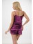 Mor Saten Babydoll Şortlu Takım 4