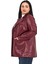 Büyük Beden Torba Cepli Düğmeli Astarlı Bordo Suni Deri Ceket 4
