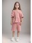 Kız Çocuk Giyim %100 Pamuklu Retro Pembe Oversize T-Shirt & Şort Ikili Takım LL.P01.O2.L01.011 1