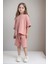 Kız Çocuk Giyim %100 Pamuklu Retro Pembe Oversize T-Shirt & Şort Ikili Takım LL.P01.O2.L01.011 3