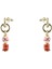 Altın - Mercan - Beyaz Küpe Akrila Earrings 2