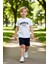 Erkek Çocuk Brooklyn Baskılı Pamuklu T Shirt ve Şort Takımı Kaliteli Şık Rahat 1