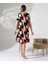 Dokuma Penye Viskon Kumaş Geniş Kesim Rahat Kalıp Desenli Elbise 2