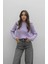 Lila Saç Örgülü Triko Kazak 1