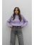 Lila Saç Örgülü Triko Kazak 2