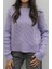 Lila Saç Örgülü Triko Kazak 4