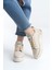 Dına Bağcıklı Fermuarlı Ortopedik Taban Kadın Sneaker Spor Ayakkabı Ckt - Krem/altın 2