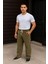 Erkek Fitilli Kadife Cepli Buggy Pantolon Oversize Rahat Kalıp - Haki 1
