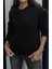 Siyah Yumoş Saç Örgü Detaylı Kazak 4