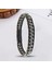 6mm Hematit Taşlı Deri Kordon ve Çelik Bileklik 9592B2D6M3 2