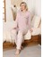 Kadın %100 Pamuk Pijama Takımı - Baskılı - 3 Düğmeli -12355 1