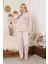 Kadın %100 Pamuk Pijama Takımı - Baskılı - 3 Düğmeli -12355 4