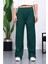 Zümrüt Yeşili Yüksek Bel Fitilli Bol Paça Triko Pantolon 1