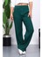 Zümrüt Yeşili Yüksek Bel Fitilli Bol Paça Triko Pantolon 4