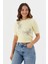 Işlemeli Kısa Kol Triko Bluz Sarı 3