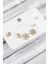Pirinç Zirkon Taşlı Yıldız Ve Gül Model Gold Renk 925 Ayar Gümüş Çivi Kadın Küpe Set 1