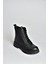 V555700703 Siyah Hakiki Deri Bağcıklı Kadın Bot 5