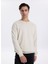 Bisiklet Yaka Düz Ekru Erkek Sweatshırt Joseyy 1