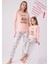%100 Pamuklu Anne & Kız Çocuk Baskılı Turuncu Ikili Pijama Takımı L1.RP.346.7.002 1