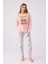 %100 Pamuklu Anne & Kız Çocuk Baskılı Turuncu Ikili Pijama Takımı L1.RP.346.7.002 2