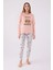 %100 Pamuklu Anne & Kız Çocuk Baskılı Turuncu Ikili Pijama Takımı L1.RP.346.7.002 5