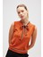 Priscilla Çizgi Detaylı Fiyonklu Kadın Triko Bluz - Yanık Turuncu 2