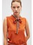 Priscilla Çizgi Detaylı Fiyonklu Kadın Triko Bluz - Yanık Turuncu 4