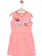 Kız Çocuk Büzgülü Bel Kolsuz Stay True Happy Baskılı Pembe Elbise 2