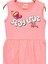 Kız Çocuk Büzgülü Bel Kolsuz Stay True Happy Baskılı Pembe Elbise 3