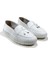 Kadın Beyaz Deri Loafer, Örgü Taban, Fiyonk Detaylı, Günlük Ayakkabı 1
