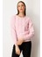 Kadın Sıfır Yaka Püskül Detaylı Triko Kazak 65306 Pembe 1