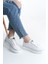 Mına Bağcıklı Ortopedik Taban Kadın Sneaker Spor Ayakkabı Cbt - Beyaz/gümüş 1