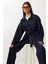 Kuşaklı Denim Ceket Pantolon Takım LRI0020 Koyu Mavi 2