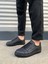 JY166 Prestige Bağcıklı Cilt Kapitone Desenli Erkek Günlük Sneaker Ayakkabı Cst - Siyah 2