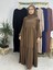 Ferace & Abaya Sufle Eşarp ve Iki Kat Büzgülü Elbise Takım.hijab .hac ve Umre Için Uygundur Kahve 2