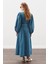 Geniş Kollu Denim Elbise Mavi 6