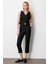 Kadın Düz Kesim Çizgili Pantolon 5125 Siyah 2