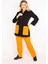 Kadın Büyük Beden Oranj-Siyah, Cep Kombinli Kapşonlu Ön Fermuarlı Sweatshirt Pantolon Takım 65N39162 1