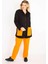 Kadın Büyük Beden Oranj-Siyah, Cep Kombinli Kapşonlu Ön Fermuarlı Sweatshirt Pantolon Takım 65N39162 6