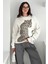 Leopar Baskı Detaylı Sweatshirt Beyaz 4