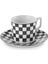 Geometrik 6 Kişilik Kahve Fincan Takımı 90 ml Siyah Beyaz 6