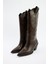 Çizme 2523 - İşlemeli Kovboy Acı Kahve Kadın Çizme 1