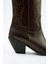 Çizme 2523 - İşlemeli Kovboy Acı Kahve Kadın Çizme 3