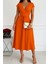 Kadın Kısa Kollu V Yakalı Belden Kuşaklı Maksi Boy Viskon Elbise 1