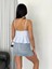 Askılı Dekolte Detaylı Crop - Açık Mavi -Vlmr 4