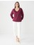 Bordo Uzun Kollu V Yaka Örme Modal Sweatshirt 1