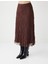 Kahverengi Yüksek Bel Dantel Detaylı Örme Midi Etek 4