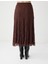 Kahverengi Yüksek Bel Dantel Detaylı Örme Midi Etek 5